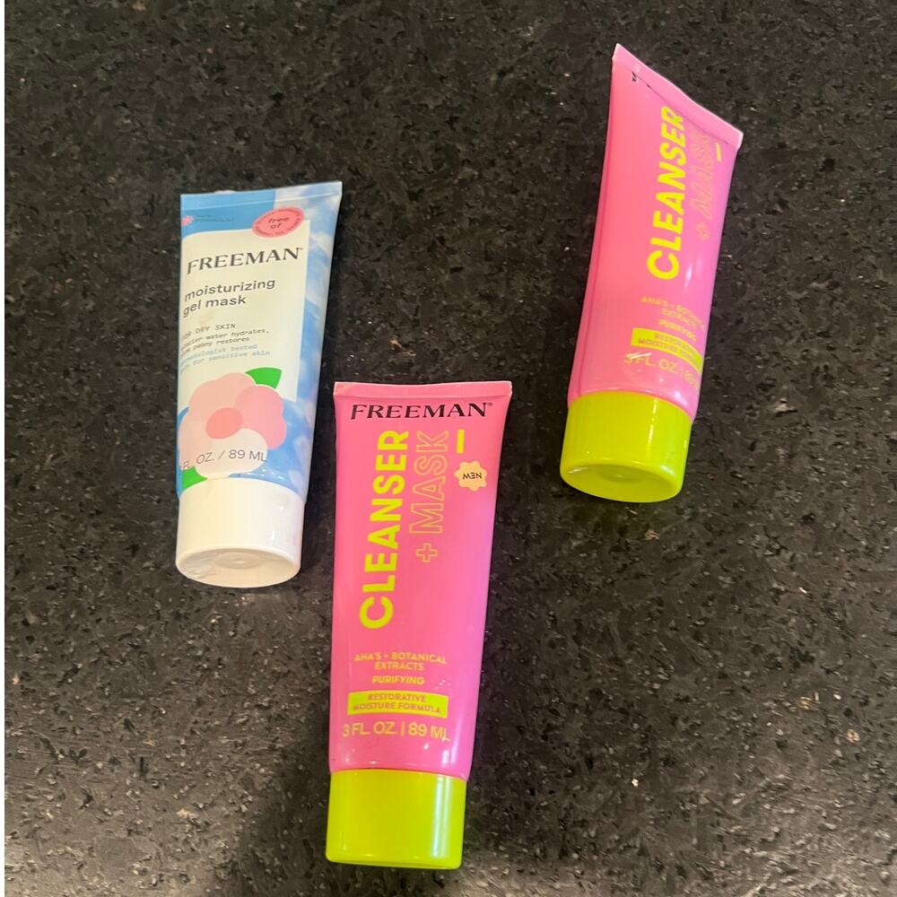 New lot of 3 set Skincare brand Freeman Cleanser Moisturizing Gel Mask